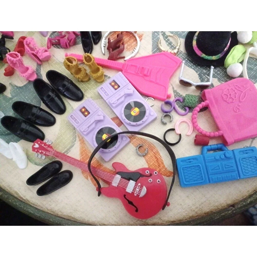 Large Lot of Miscellaneous Barbie Doll Accessories Shoes Purses, Lots More Vtg